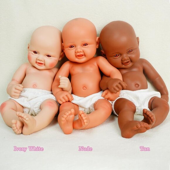 16 inch Realistic Full Body Silicone Open Eyes Newborn Caro-tan Baby Girl - Picture 6 of 6